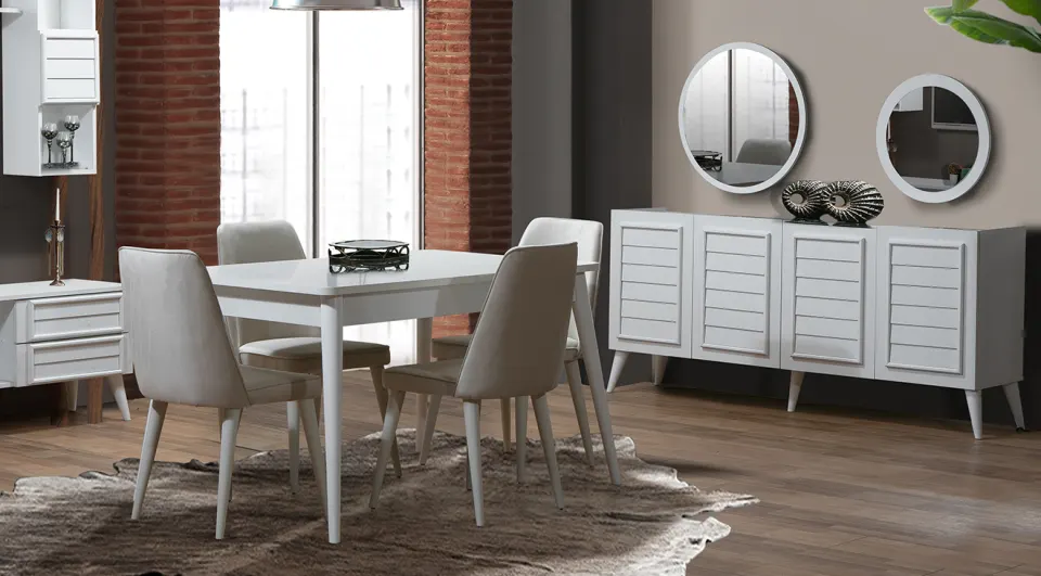 Beykoz Dining Room Set (White)
