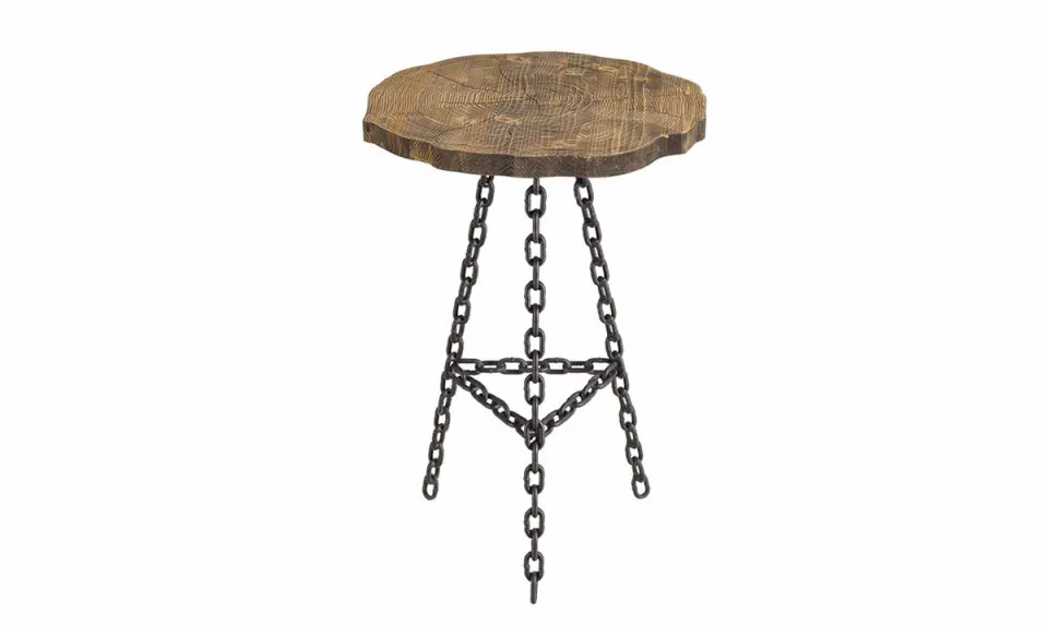 Çınar Zincir Detaylı Ahşap Side Table