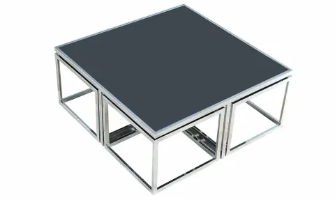 Gruşina Silver Metal Leg Kare Coffee Table