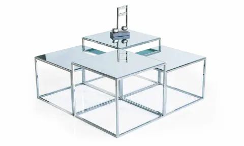 Kumanova Blue Metal Leg Cam Kare Coffee Table