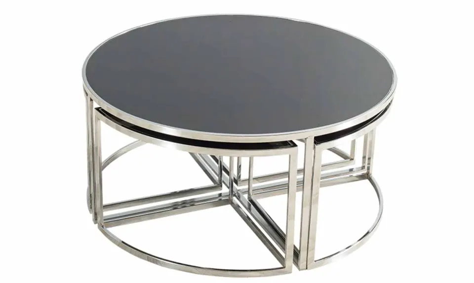 Matruşka Silver Metal Leg Coffee Table