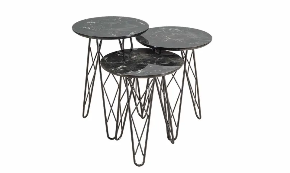 Sarmaşık Black Metal Leg Side Table