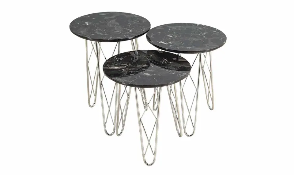 Sarmaşık Silver Metal Leg Side Table