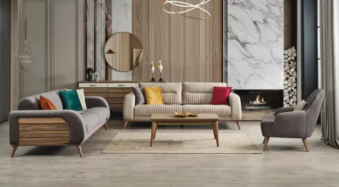 Hitit  Wooden Leg Sofa Set