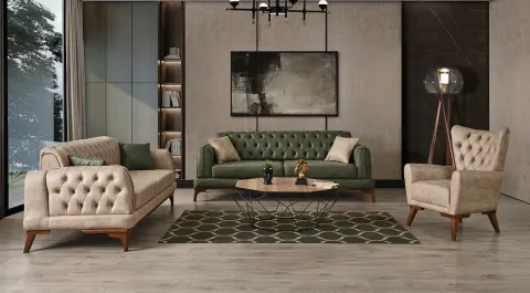 Bella  Wooden Leg Sofa Set