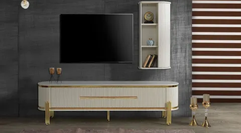 Cumba White Metal Leg TV Unit 