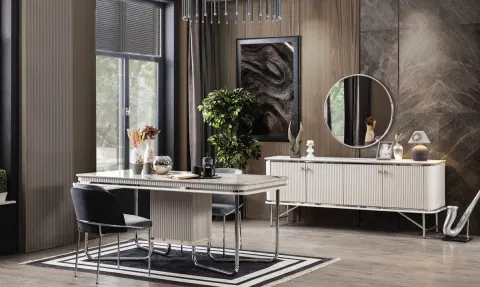 Palazzo Delüx Metal Leg Dining Room Set