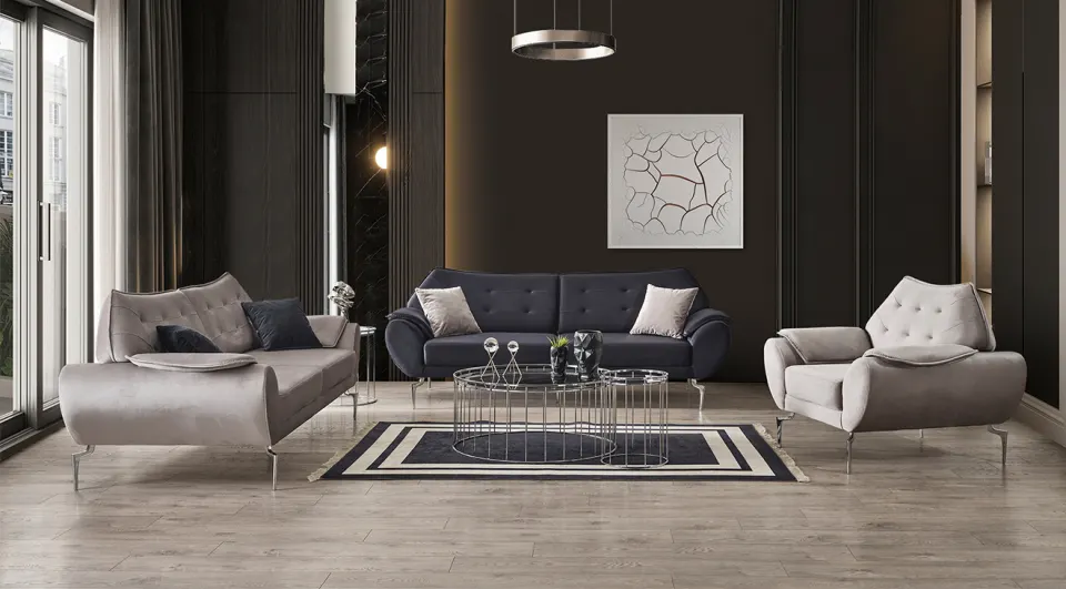 Parma  Metal Leg Sofa Set
