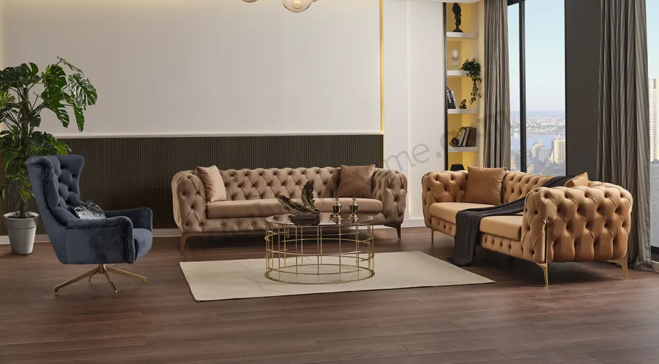 Lacase Chester Metal Leg Sofa Set