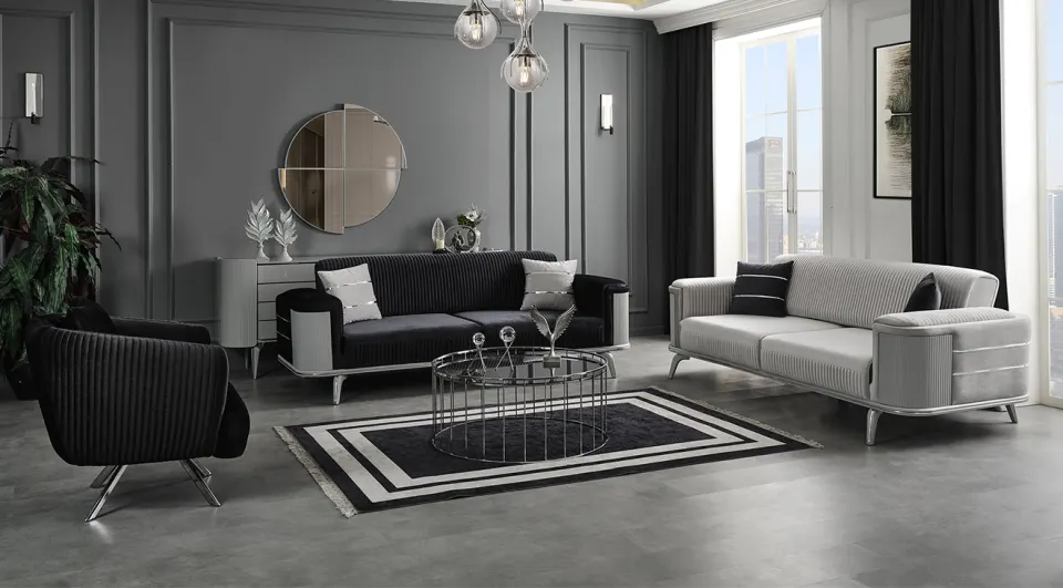 Karya Wooden Leg Sofa Set