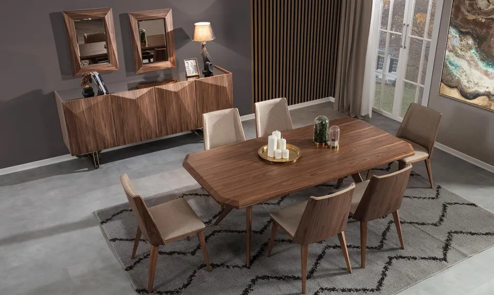 Origami  Gold Metal Leg Dining Room Set