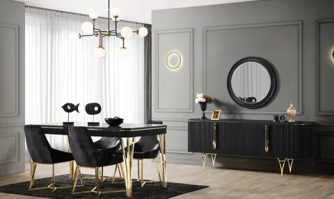 Gemma Anthracite Metal Leg Dining Room Set