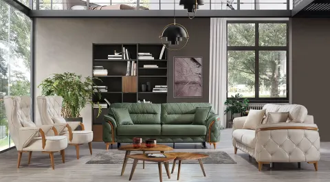 Yıldız   Wooden Leg Sofa Set
