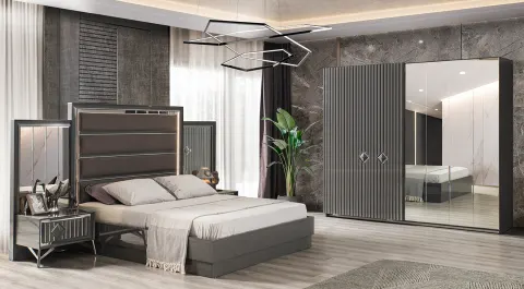 Utrecht Anthracite Sliding Door Bedroom Set