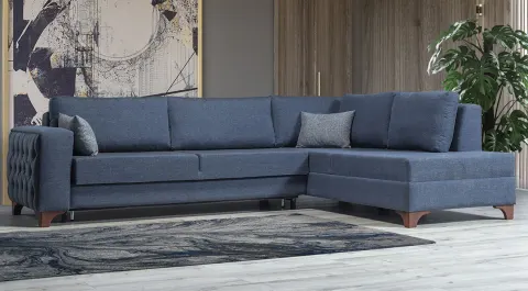 Menekse Wooden Leg Corner Sofa Set