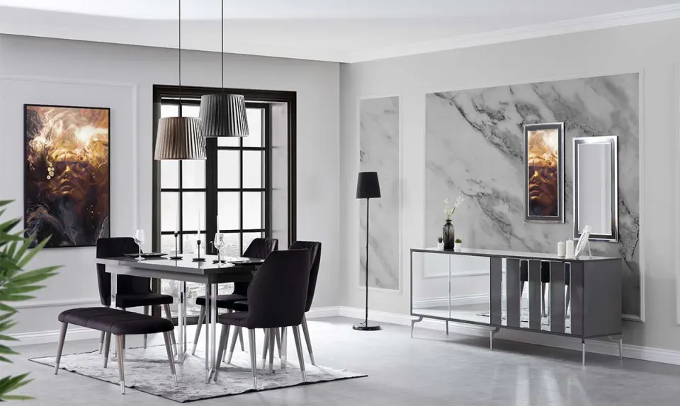 Anka Metal Leg Dining Room Set