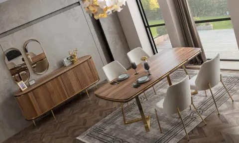 Lizbon Metal Leg Dining Room Set
