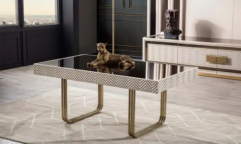 Mono Ay Taşı Gold Ayaklı Coffee Table