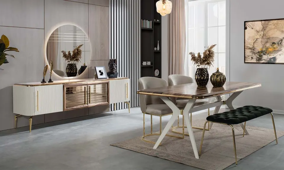 Aura Metal Leg Dining Room Set 2