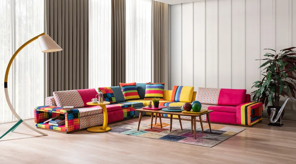 Jardel Colourful Corner Sofa Set