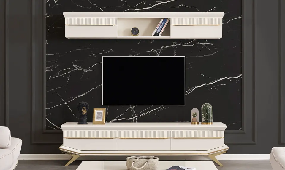 Angel Gold Metal Leg Tv Unit