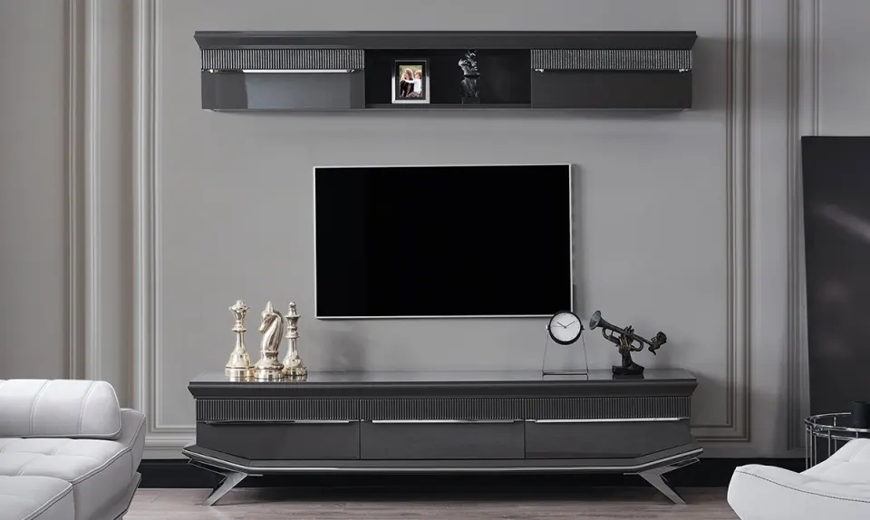 Asya Silver Metal Leg Tv Unit