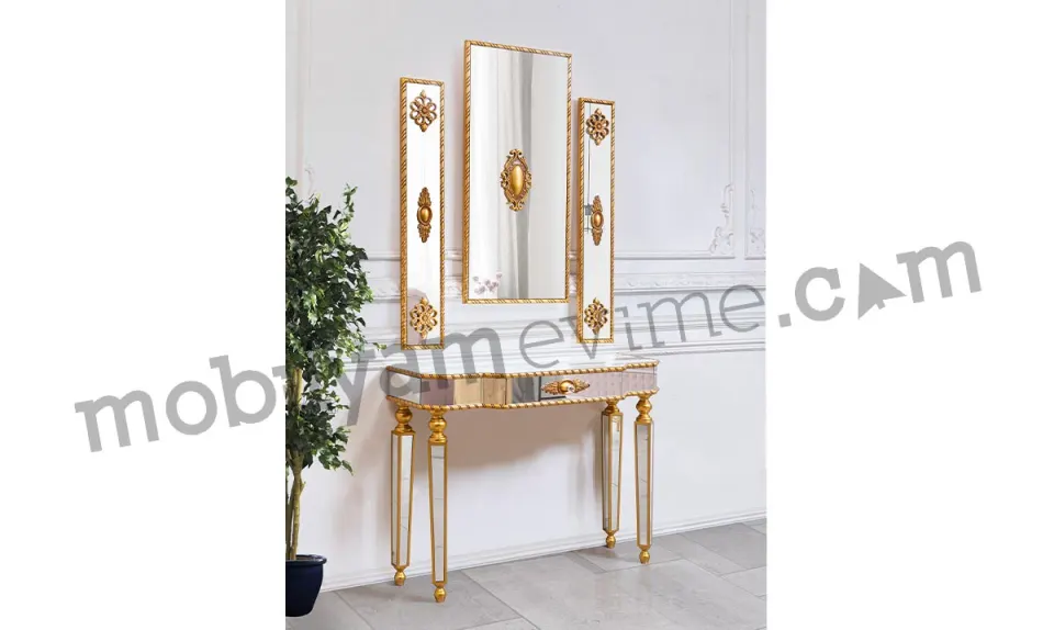 Zümrüt Gold Metal Leg Dresser