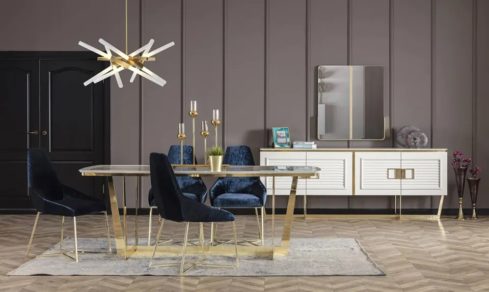 Gloria Metal Leg Dining Room Set