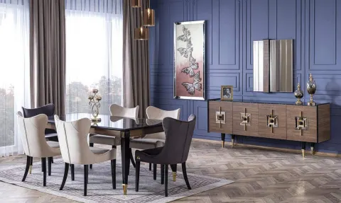 Parisar Marble Patterned Dining Room Set