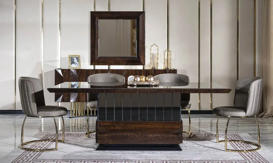 Prada Metal Leg Dining Room Set