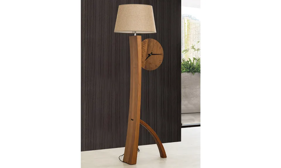Clock Walnut Floor Lamp 3