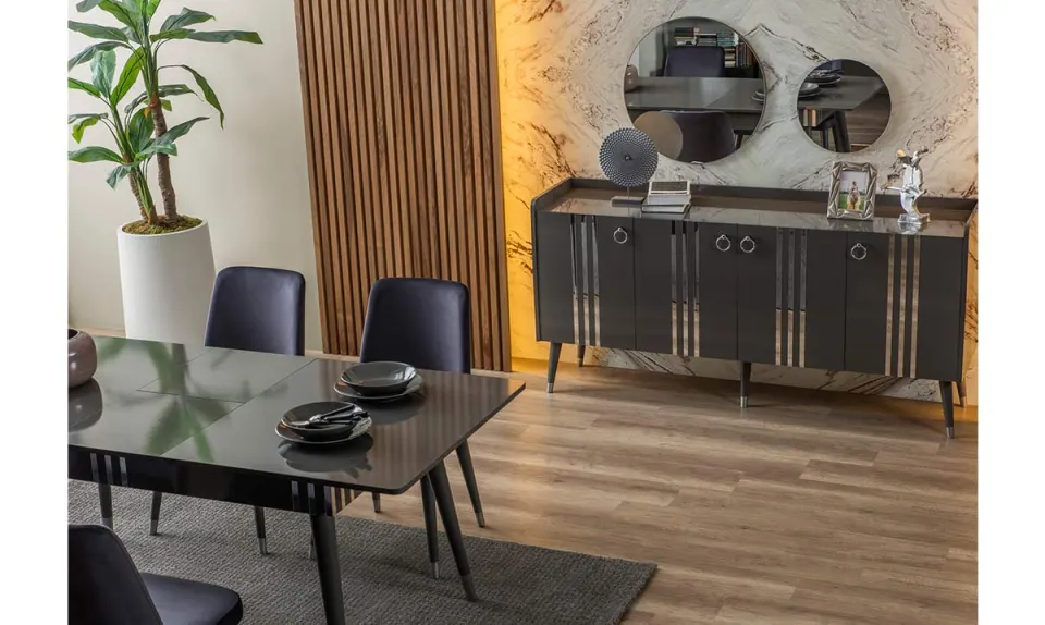 Lotus Anthracite Dining Room Set