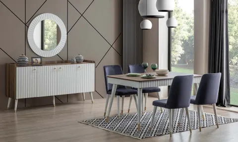 Almanya Walnut Moonstone Dining Room Set