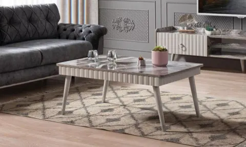 Almanya Gray Marble Patterned Coffee Table