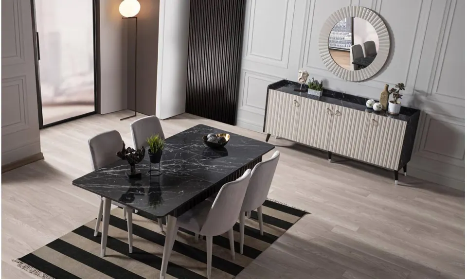 Almanya Black Gri Dining Room Set