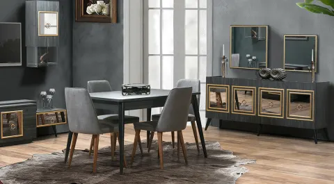 Gold Art Deco Dining Room Set (Rebab)