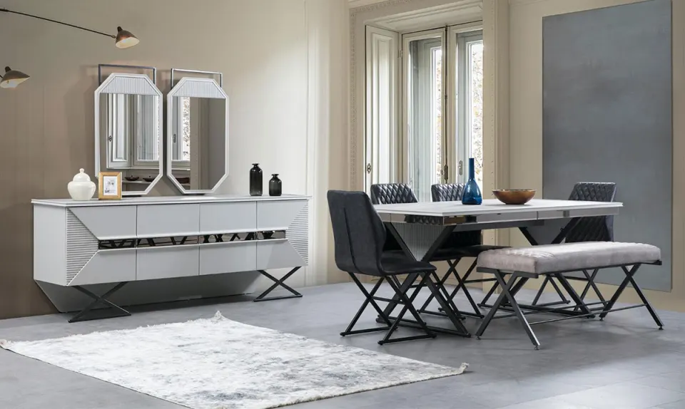Valentino Metal Leg Dining Room Set