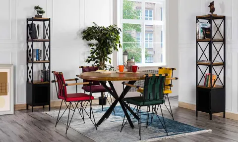 Hilver Metal Leg Dining Table Set
