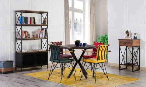 Tolix Metal Leg Dining Table Set