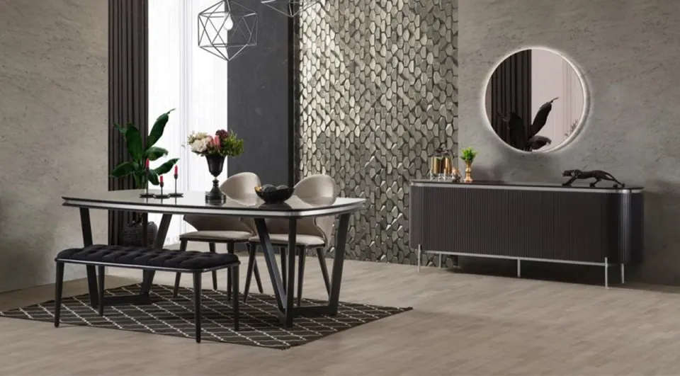 Tesla Metal Leg Silver Dining Room Set