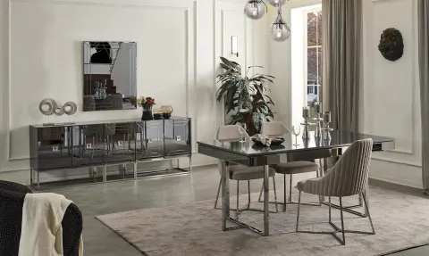 New Lotus Silver Metal Leg Dining Room Set