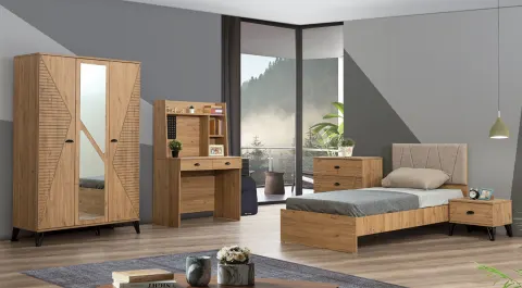 Milas Walnut 3 Doors Young Room Set