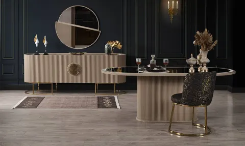 Gucci Gold Metal Leg Dining Room Set
