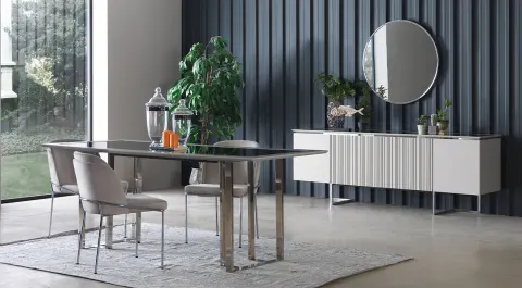 Silver Metal Leg Dining Room Set