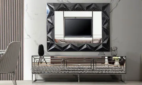 Jaguar Mirror Metal Leg Tv Unit