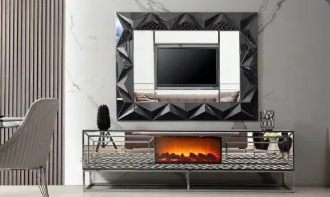 Jaguar Fireplace Mirror Metal Leg Tv Unit