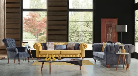 Silver Chester Sofa Set 1