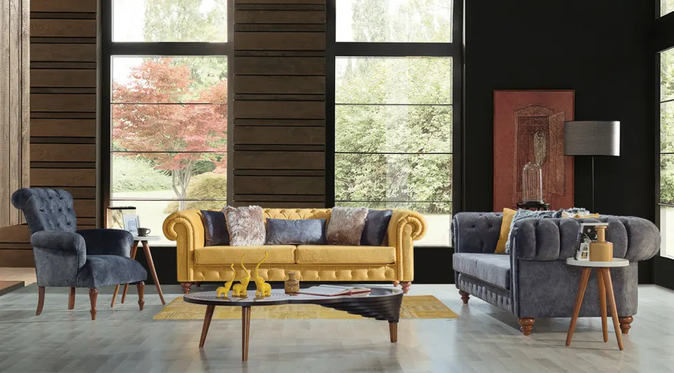 Silver Chester Sofa Set 1