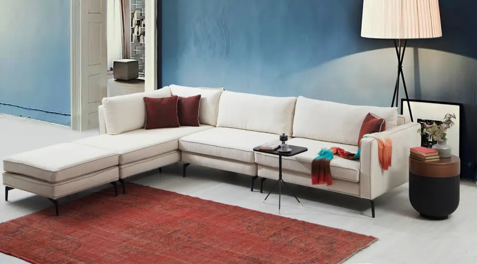 Lego White Puff Corner Sofa Set