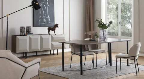 Truva Metal Leg Dining Room Set